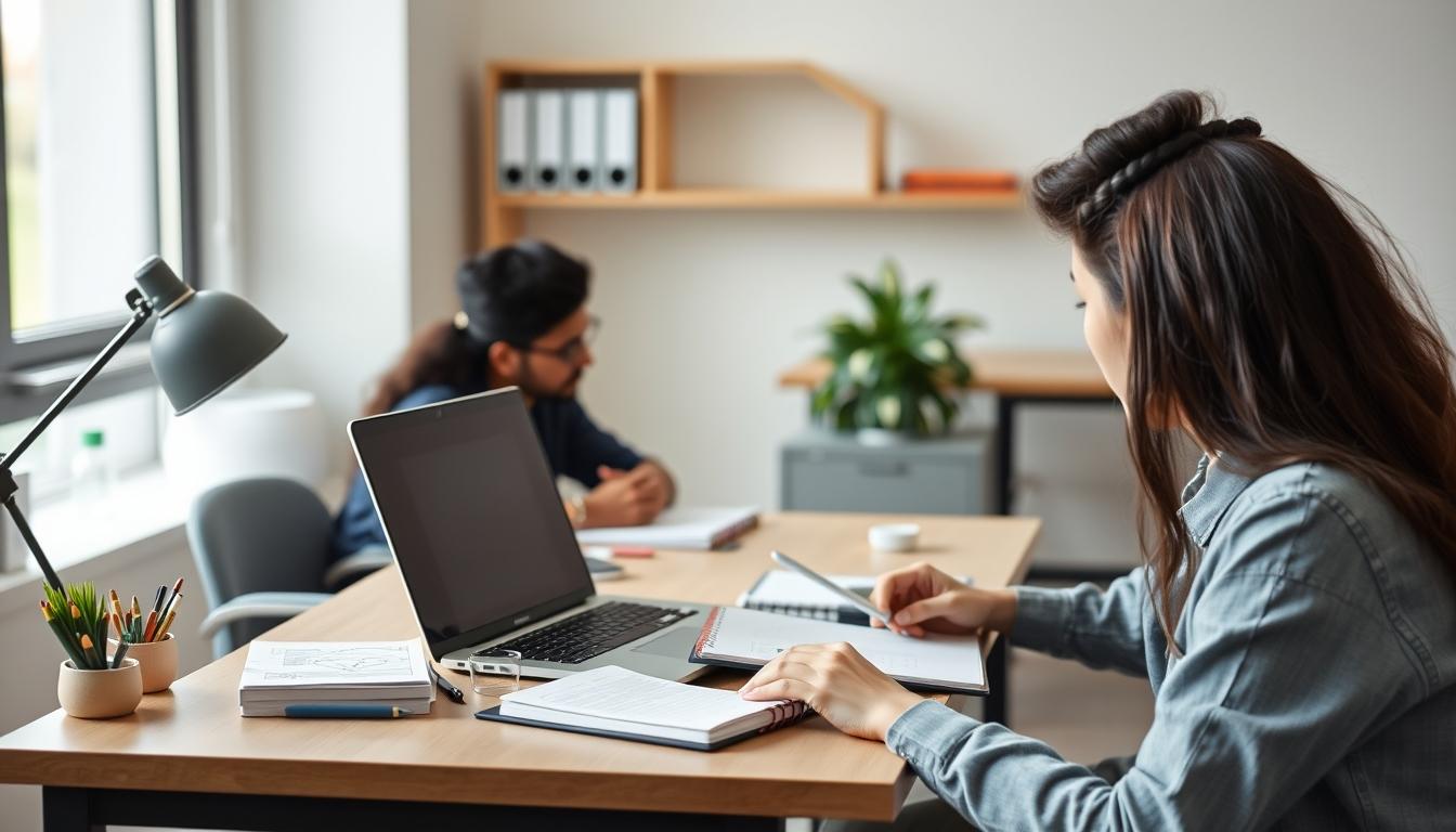 Students collaborating in study space